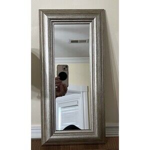 Rectangular Wall Gallery Framed Retro Mirror Silver Made In Canada 17x8.25in